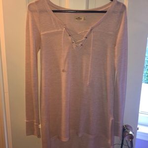 Hollister Light Pink Lace Up Top